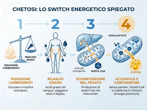 immagine che raffigura le 4 fasi del processo di chetosi