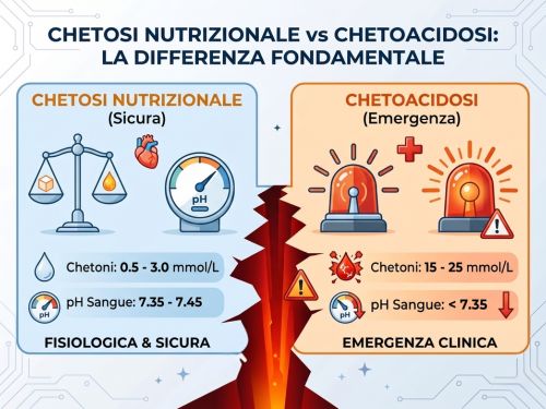 immagine che raffigura la differenza tra chetosi nutrizionale e chetoacidosi