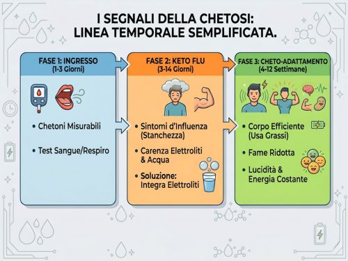 immagine che raffigura i vari segnali della chetosi secondo la linea temporale